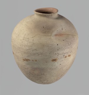 Vessel, Egyptian pottery, ceramics, clay vessel. Ovoid, slightly downward-stretching shape, widest