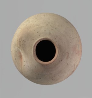 Vessel, Egyptian pottery, ceramics, clay vessel. Ovoid, slightly downward-stretching shape, widest