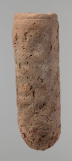 Vessel, Egyptian pottery, handmade clay vessel. An almost cylindrical vessel, widest in its upper