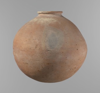 Vessel, Egyptian pottery, ceramics, clay vessel. A vessel with an almost spherical, slightly