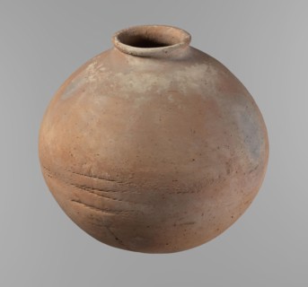 Vessel, Egyptian pottery, ceramic clay vessel. A nearly spherical vessel slightly stretched