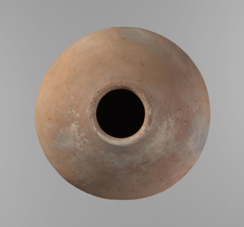 Vessel, Egyptian pottery ceramic clay vessel. A vessel with an almost spherical, slightly