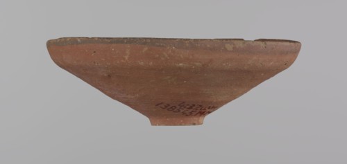 Bowl, Egyptian painted pottery bowl with a conical shape and a ring-shaped foot. Straight rim,