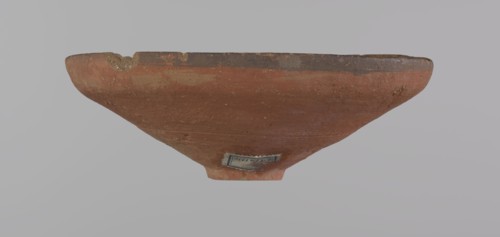 Bowl, Egyptian painted pottery bowl with conical shape and ring-shaped foot. Straight rim, slightly