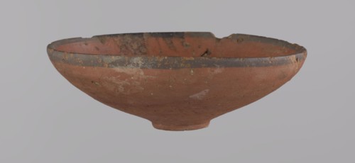 Bowl, A conical clay bowl with a ring-shaped ring bottom, wheel-made from Nile clay type NB2,
