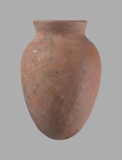 Vessel, Egyptian pottery clay vessel, c. 2686–c. 2181 BC Old Kingdom?, from Edfu; vessel, height 16