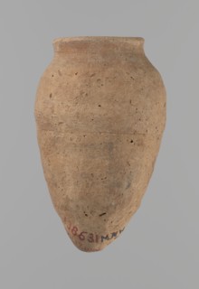 Vessel with hieratic inscription, Egyptian pottery conical clay vessel Nile clay, NB according to