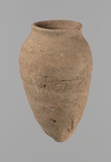 Vessel with hieratic inscription, Egyptian pottery conical clay vessel tapering toward the bottom,