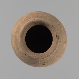 Vessel with hieratic inscription. Egyptian pottery, clay conical vessel tapering toward the bottom,