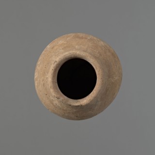 Vessel with hieratic inscription, Egyptian pottery ceramic, conical clay vessel tapering to a