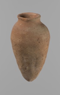 Vessel with hieratic inscription; ceramics, Egyptian clay Nile clay NB2, Vienna System. Conical