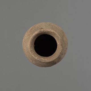 Vessel with hieratic inscription. Egyptian pottery ceramic conical vessel tapering toward the