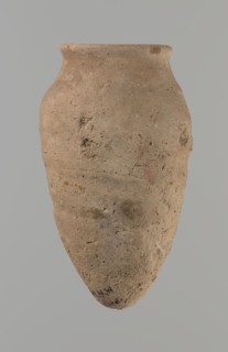 Vessel with hieratic inscription, Egyptian pottery ceramic conical vessel tapering toward the