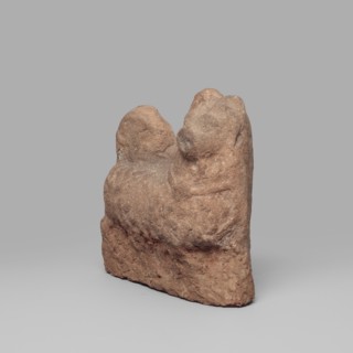Dog figurine, Roman period, 1st–2nd century; found at Edfu; height 6.6 cm, width 6.5 cm., A roughly