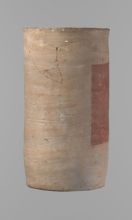 Canopic urn, Clay canopic urn with a cylindrical shape and a flat bottom and a flat, straight rim.