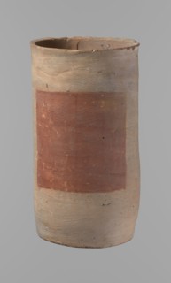 Canopic urn, Clay canopic urn with a cylindrical shape and a flat bottom and flat, straight rim.