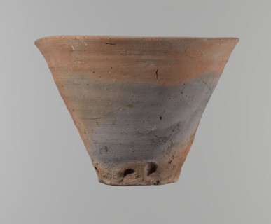 Bowl. Vessel flower pot with a conical shape and a flat bottom. Irregular walls. Straight, flat,