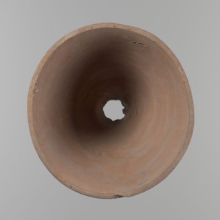 Bowl. Vessel flower pot with a conical shape and a flat bottom. Irregular walls. Straight, flat,