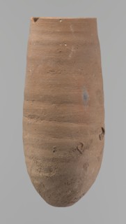 Vessel, Vessel with a conical shape and a pointed bottom; straight, tapering rim. Wheel-made of