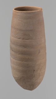 Vessel, Vessel with a conical shape and a pointed bottom. Straight, tapering rim. Made on the wheel