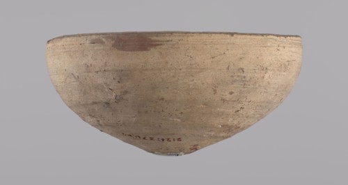 Bowl, Bowl with a conical shape and a pointed bottom. Flat, straight rim. Vessel made on the wheel