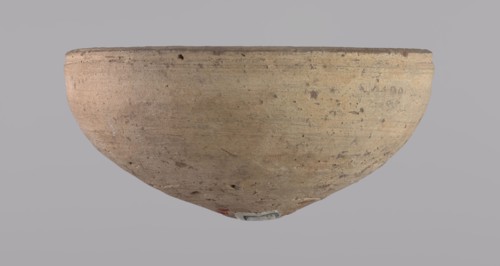 Bowl, Bowl with a conical shape and a pointed bottom. Flat, straight rim. Vessel made on the wheel