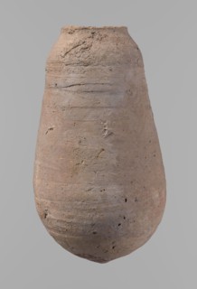 Vessel, Egyptian pottery ceramic clay vessel, New Kingdom, from Deir el-Medina, vessel, height 18.5