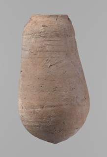 Vessel, Egyptian pottery ceramic clay vessel, New Kingdom, from Deir el-Medina; vessel, height 18.5