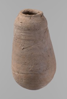 Vessel, Egyptian pottery ceramic clay vessel; New Kingdom, from Deir el-Medina; vessel; height 18.5