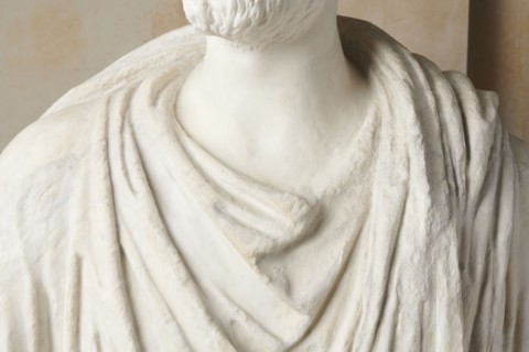 Roman statue, unknown Roman workshop. The figure of a standing man dressed in a tunic and toga,