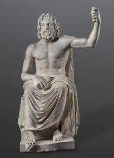 Statue of Jupiter of the Capitoline type, unknown Roman workshop. Jupiter Zeus seated on a throne