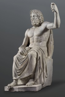 Statue of Jupiter of the Capitoline type, unknown Roman workshop. Jupiter Zeus seated on a throne