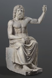 Statue of Jupiter of the Capitoline type, unknown Roman workshop. Jupiter Zeus seated on a throne