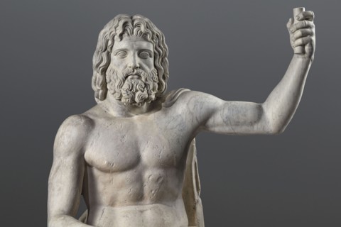 Statue of Jupiter of the Capitoline type, unknown Roman workshop. Jupiter Zeus seated on a throne