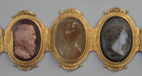 Bracelet with cameos, by Roniker, E. purchased; portraits, gems, goldsmithery; Roman period/19th