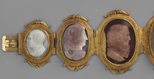 Bracelet with cameos; maker, Roniker, E. - purchased; portraits, gems, goldsmithery; Roman