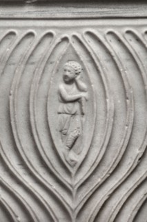 Sarcophagus with a depiction of a married couple and a shepherd, unknown Roman workshop. A large