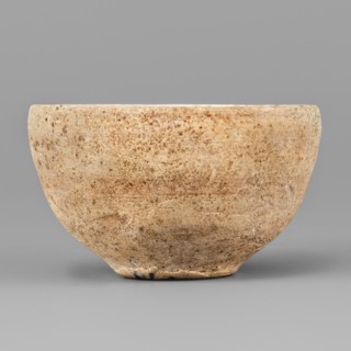 Bowl, unknown Northern Mesopotamian workshop; viseless, miniature clay vessel; flat, round,