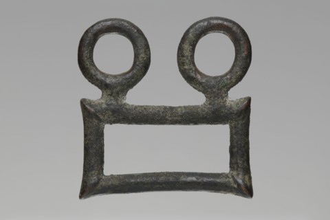 Buckle, Bronze buckle consisting of two parts in a shape similar to rectangles with joints. One