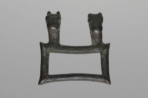 Buckle, Bronze buckle consisting of two parts in a shape similar to rectangles with joints. One
