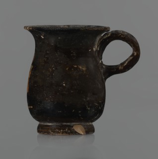 Jug, red-figure pottery, Greek pottery, mermaid mythological, Athens Greece. A small jug with a low