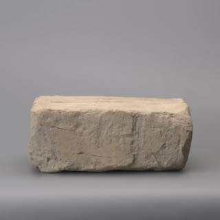 Hypocaust brick with stamp impression, square. From a hypocaust post. Negative stamp, 2nd half of