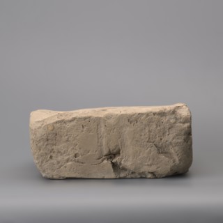 Hypocaust brick with stamp impression, square. From a hypocaust post. Negative stamp, 2nd half of