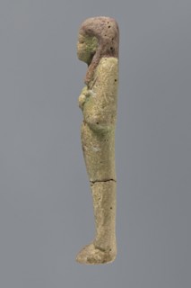 Ushabti ?-en-Khonsu, Mummy-shaped figurine shabti, funerary gift, hoes; arms crossed on the chest,