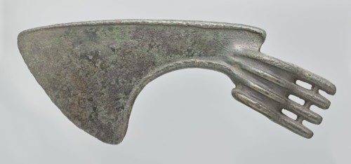 Battle axe, unknown Luristan workshop. Battle axe with a low cylindrical socket with a round hole,