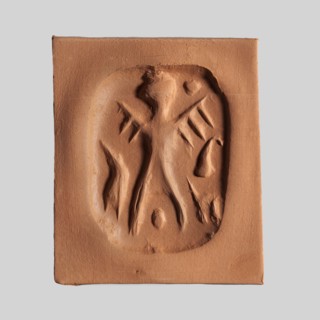 Stamp seal. Rectangular stamp seal with a handle in the form of a protruding ridge along the axis