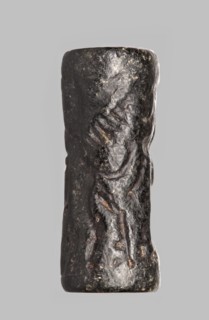 Cylinder seal with a mythological scene, unknown Cypriot workshop, fantasy creatures, mythological