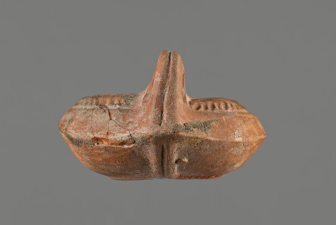 Oil lamp, 5th century, Carthage, oil lamp, height 5.3 cm, width 8.7 cm, depth 13.6 cm, A small,