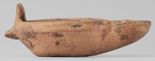 Lamp decorated with a depiction of a gladiator so-called Samnite, unknown Roman workshop; oil lamp;