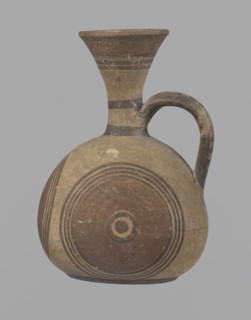 Cypriot jug, Cypriot pottery, Cypriot Bichrome Ware III. Jug on a low, straight foot. Globular